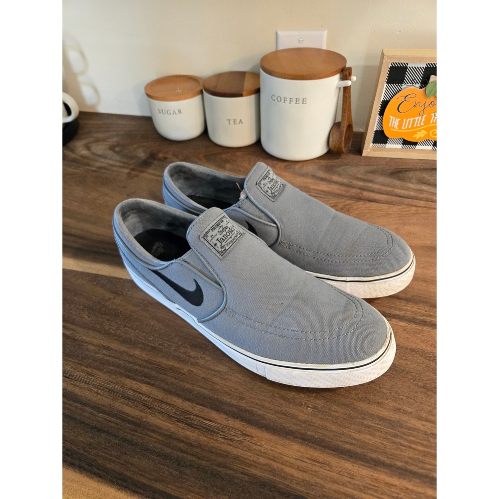 Nike SB Stefan Janoski Slip On Canvas Wolf Grey Black White 831749-001 Mens 11